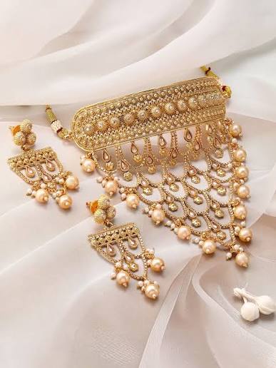 22k gold plated bridal choker neckless set