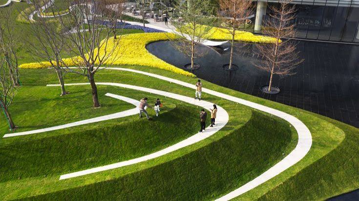 Urban Walkway & Modern Public Park Construction